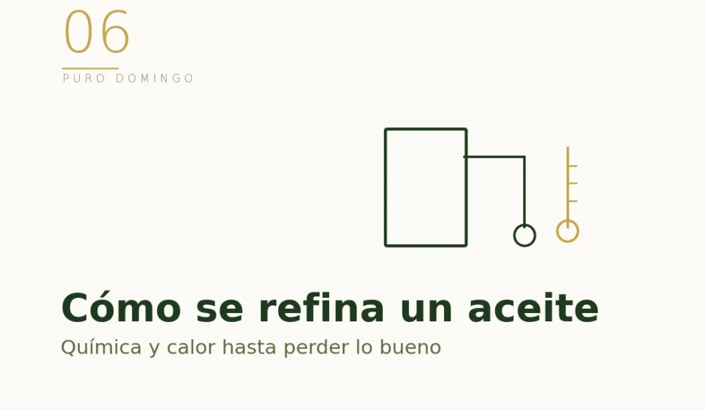 Ilustración: cómo se refina un aceite de oliva con química y calor