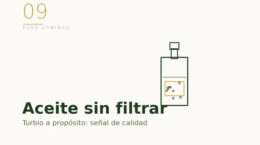 Ilustración de una botella turbia: aceite de oliva sin filtrar
