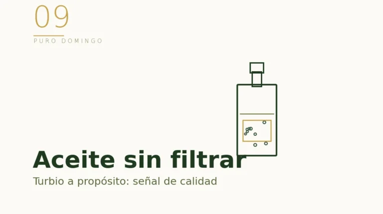 Ilustración de una botella turbia: aceite de oliva sin filtrar