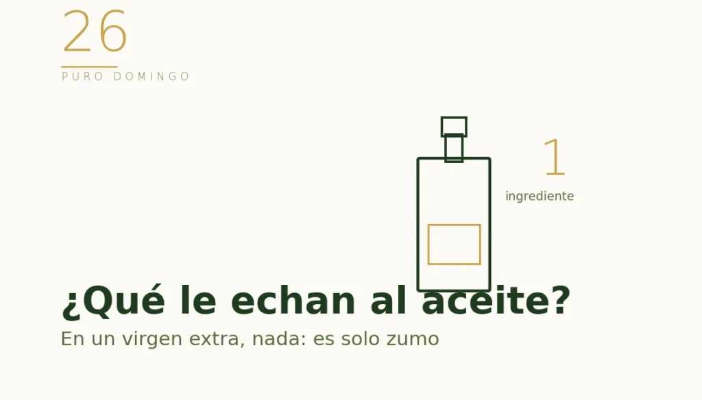 Ilustración: un virgen extra tiene un solo ingrediente, sin aditivos